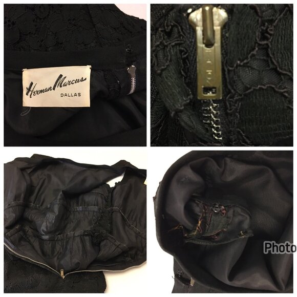 Vintage 50s 60s Black Wiggle Dress Party Cocktail Christmas LBD MCM Bombshell (I - Picture 6 of 16